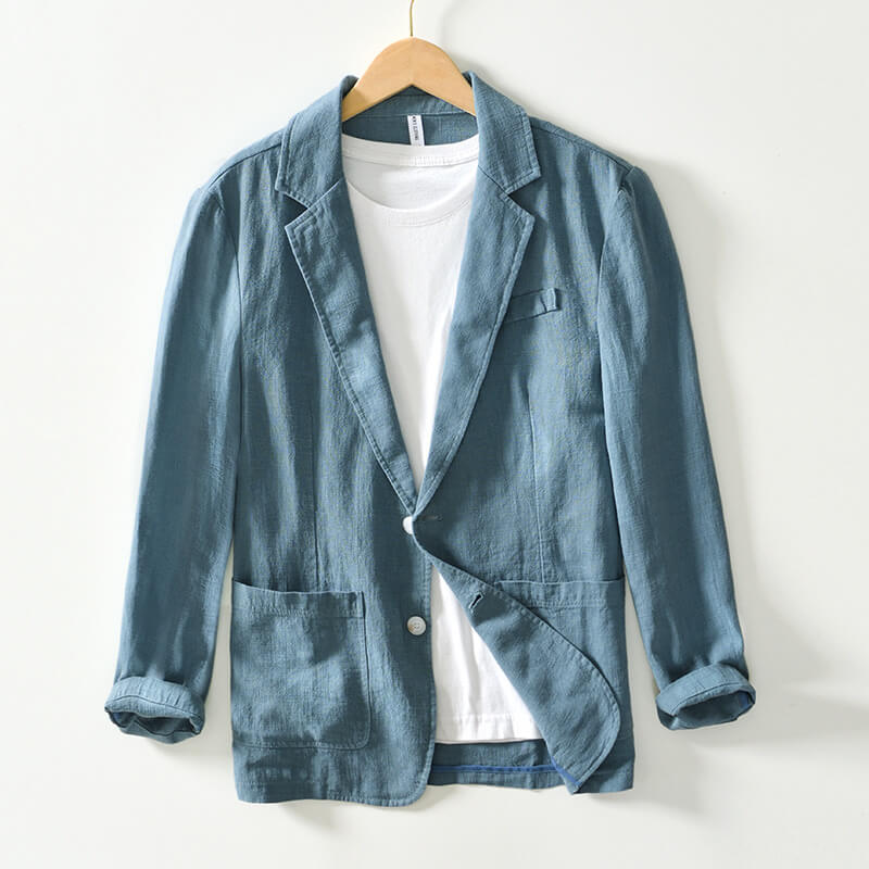 Eleganter, einfarbiger Leinenblazer für Damen mit modernem Ein-Knopf-Verschluss, ideal für Frühjahr und Sommer.