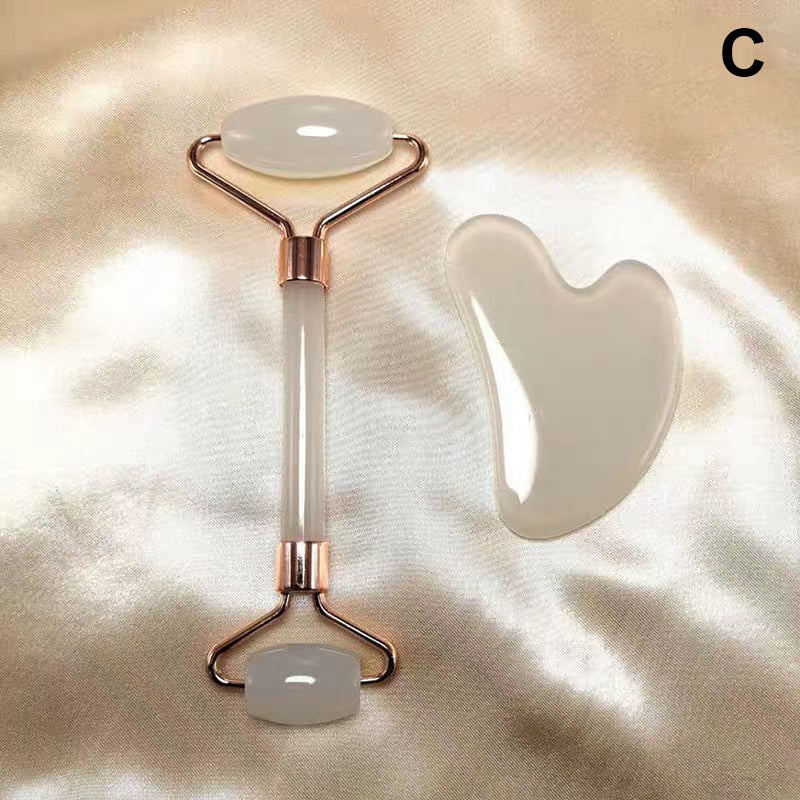 "Eleganter Gesichtsroller & Massageschaber aus Edelstein für strahlende, glatte Haut, doppelseitiges Design für effektive Pfl