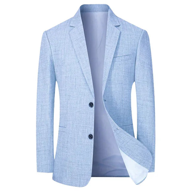 "Eleganter Herren Blazer im Vintage-Stil, einreihig, schmal geschnitten, vielseitig für formelle und lässige Anlässe."