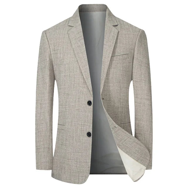 "Eleganter Herren Blazer im Vintage-Stil, einreihig, schmal geschnitten, vielseitig für formelle und lässige Anlässe."