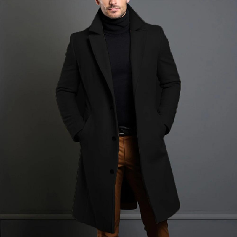 Eleganter Herren-Wollmantel in Anthrazit, klassisches Design, wärmend und wetterfest, perfekte Wahl für kalte Tage.