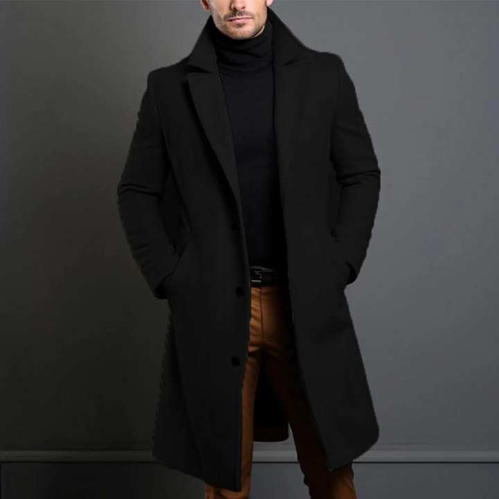 Eleganter Herren-Wollmantel in Anthrazit, klassisches Design, wärmend und wetterfest, perfekte Wahl für kalte Tage.