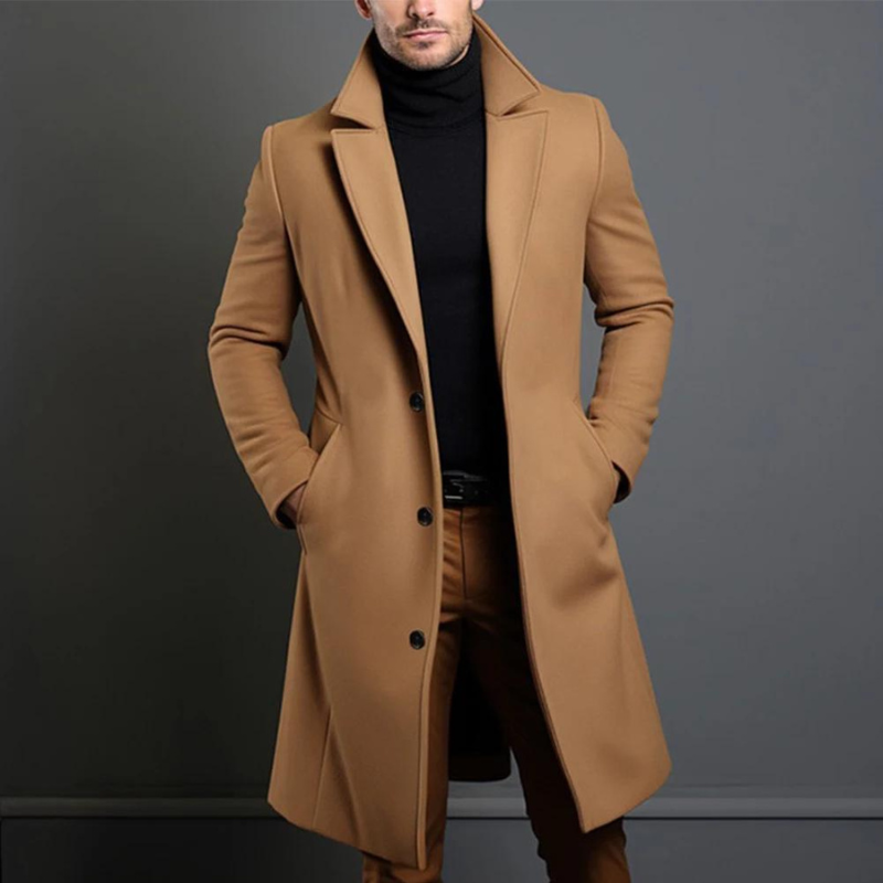 Eleganter Herren-Wollmantel in Anthrazit, klassisches Design, wärmend und wetterfest, perfekte Wahl für kalte Tage.