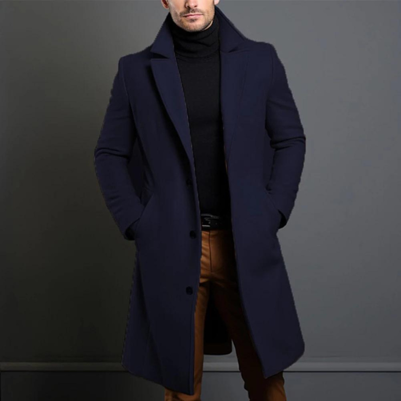 Eleganter Herren-Wollmantel in Anthrazit, klassisches Design, wärmend und wetterfest, perfekte Wahl für kalte Tage.