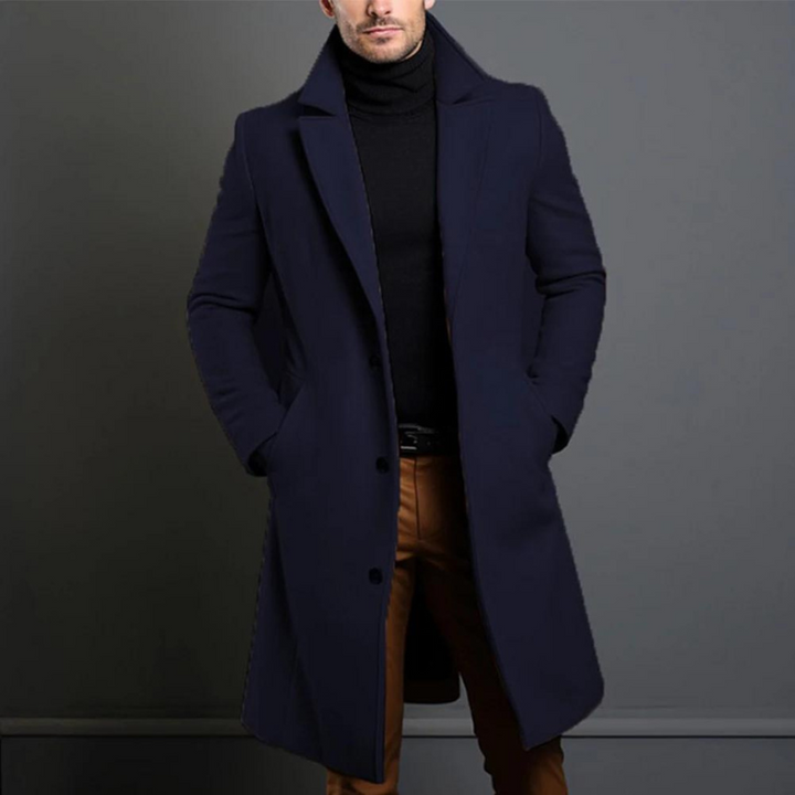 Eleganter Herren-Wollmantel in Anthrazit, klassisches Design, wärmend und wetterfest, perfekte Wahl für kalte Tage.
