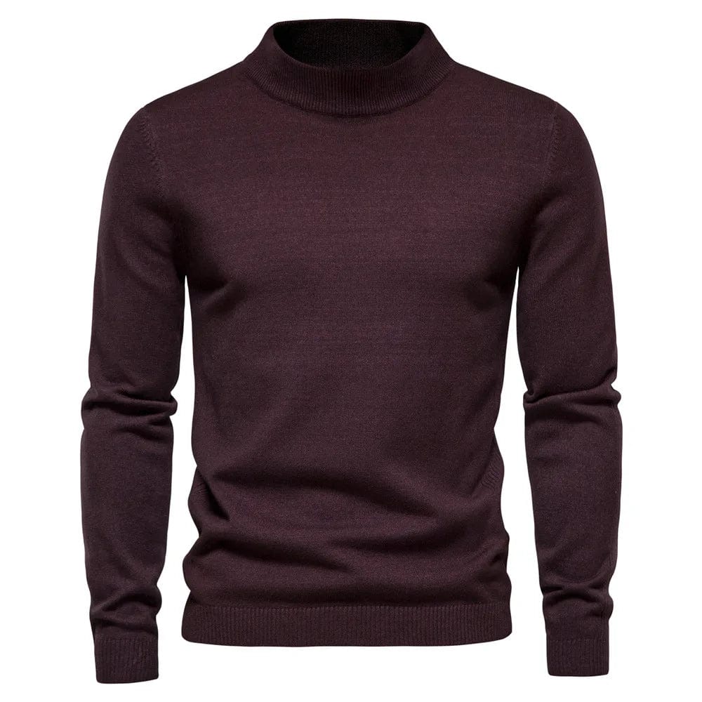 Eleganter Herrenrollkragenpullover, gestrickt, in neutralem Farbton, ideal für kalte Wintertage, bietet Komfort und Stil.
