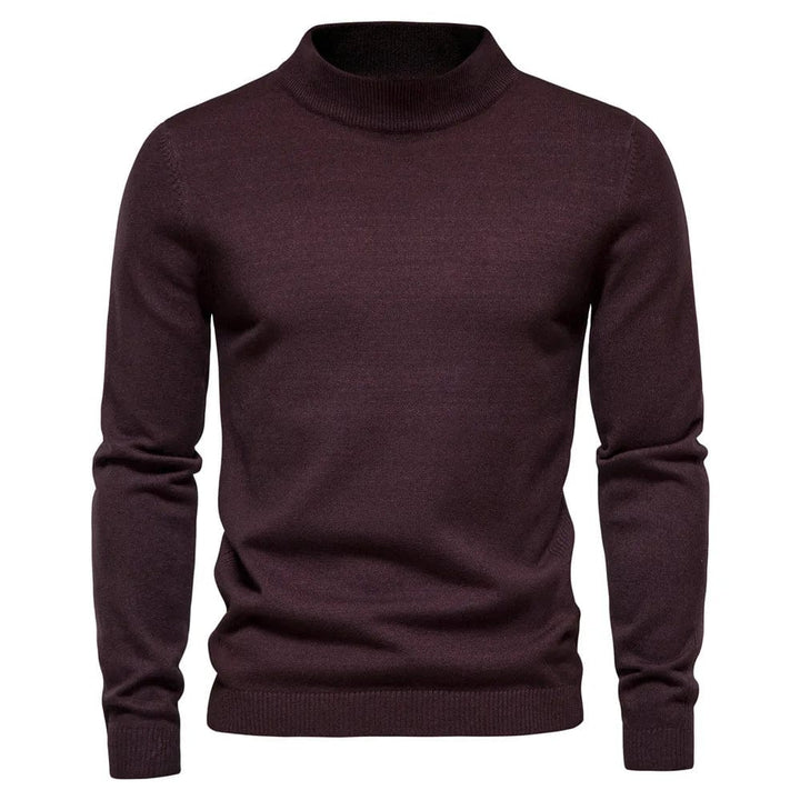 Eleganter Herrenrollkragenpullover, gestrickt, in neutralem Farbton, ideal für kalte Wintertage, bietet Komfort und Stil.