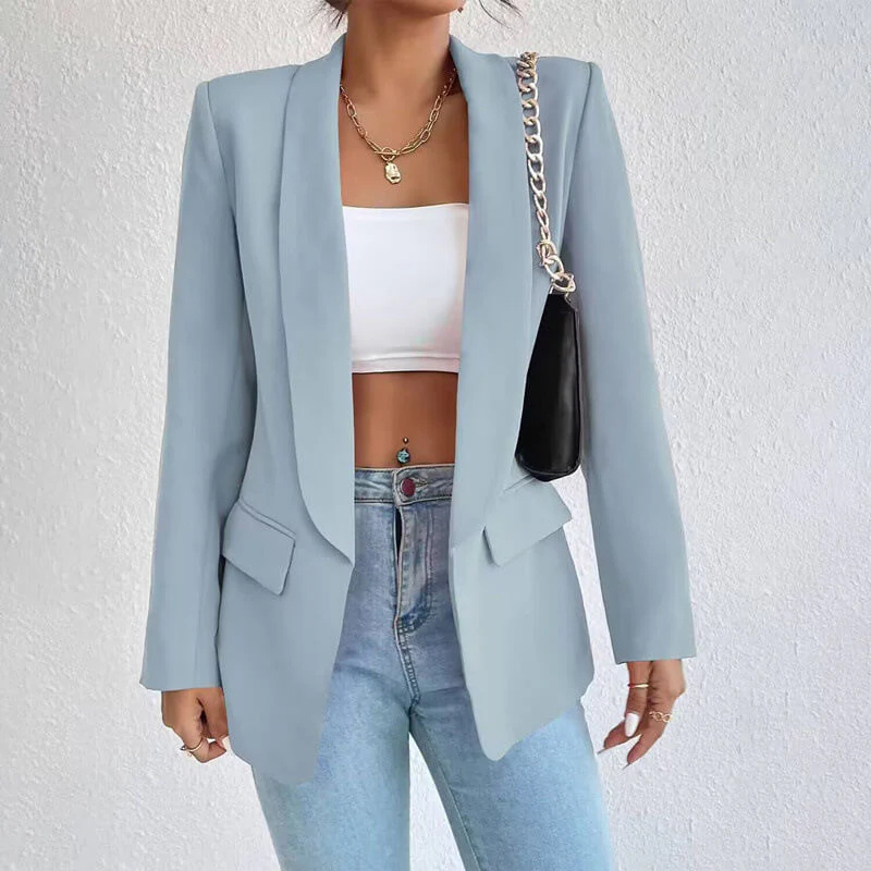 Eleganter Langarm Damenblazer in Schwarz, tailliertes Design, ideal für Büro und festliche Anlässe, raffinierte Eleganz.
