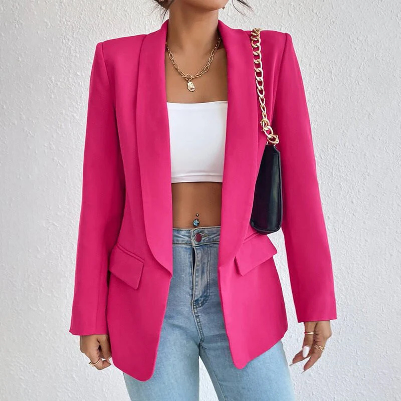 Eleganter Langarm Damenblazer in Schwarz, tailliertes Design, ideal für Büro und festliche Anlässe, raffinierte Eleganz.