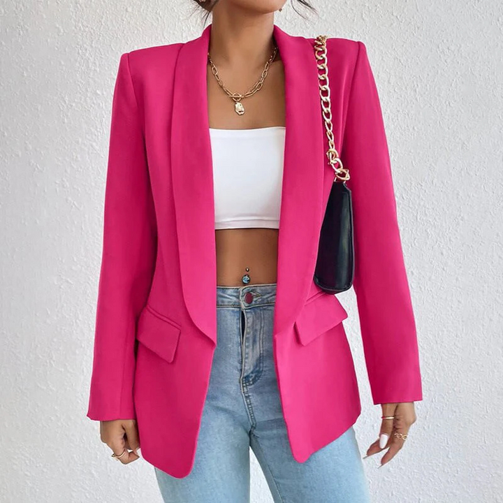 Eleganter Langarm Damenblazer in Schwarz, tailliertes Design, ideal für Büro und festliche Anlässe, raffinierte Eleganz.