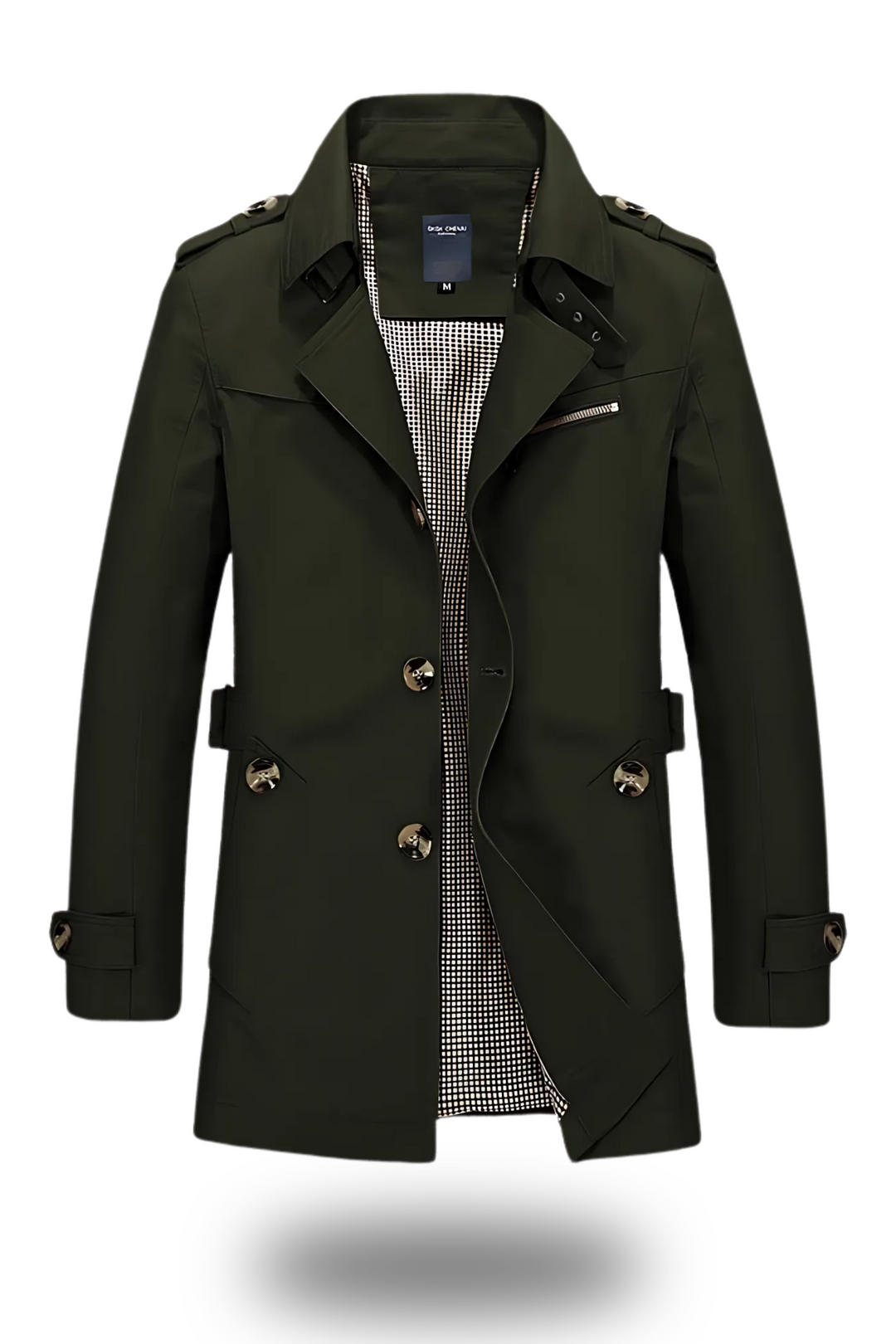 Eleganter, schlanker Herren-Trenchcoat mit umgelegtem Kragen, ideal für kalte Tage; Helm Anthrazit, zeitloses Design
