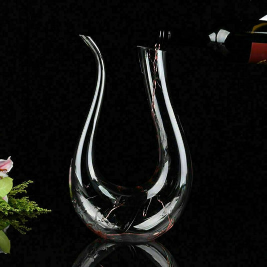 "Eleganter U-förmiger Kristall Weindekanter, 1500ml, bleifrei, ideal für Rot- und Weißweine, stilvolle Ergänzung für jede Bar
