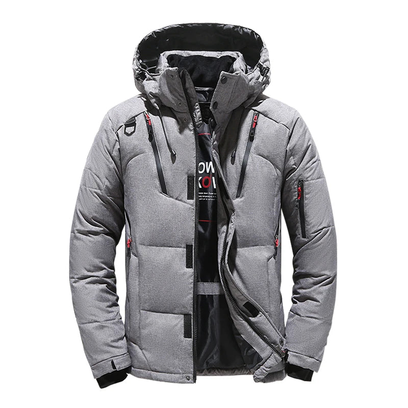 "Eleganter, wasserabweisender Wintermantel für Herren in Blau mit hervorragender Isolierung und zeitlosem Design."