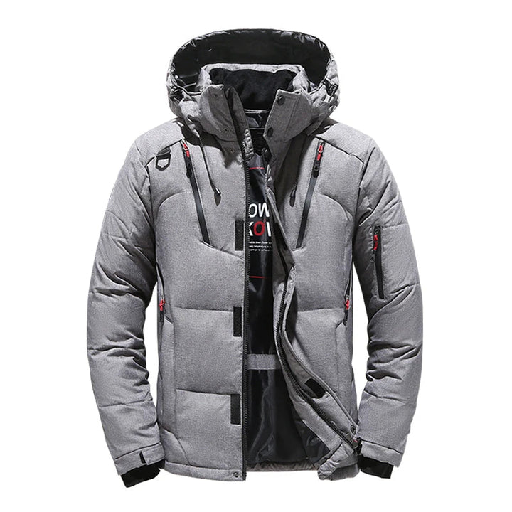 "Eleganter, wasserabweisender Wintermantel für Herren in Blau mit hervorragender Isolierung und zeitlosem Design."
