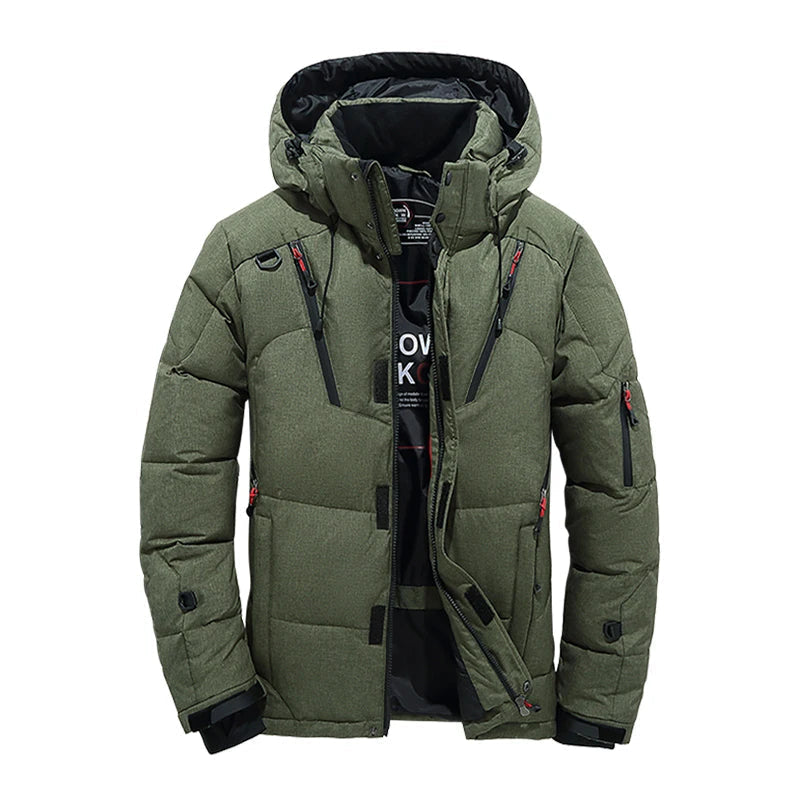 "Eleganter, wasserabweisender Wintermantel für Herren in Blau mit hervorragender Isolierung und zeitlosem Design."