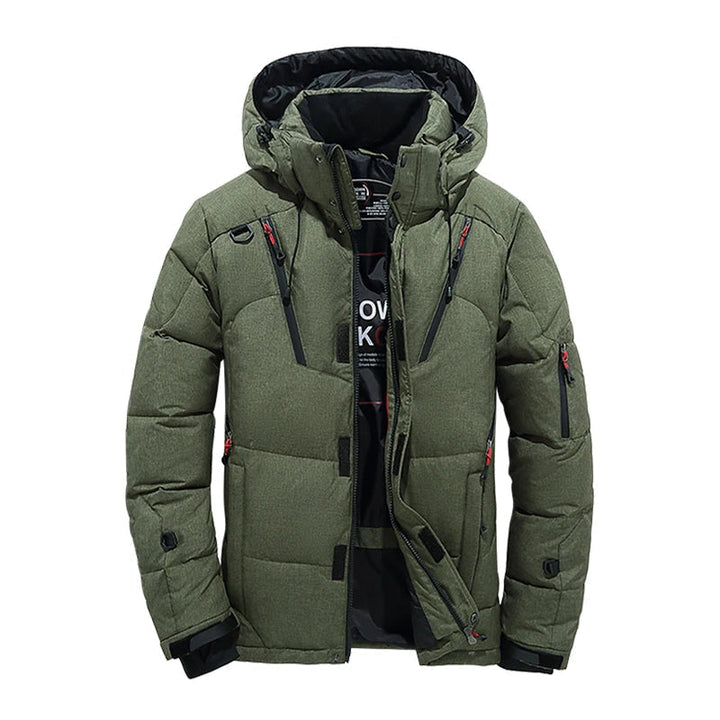"Eleganter, wasserabweisender Wintermantel für Herren in Blau mit hervorragender Isolierung und zeitlosem Design."