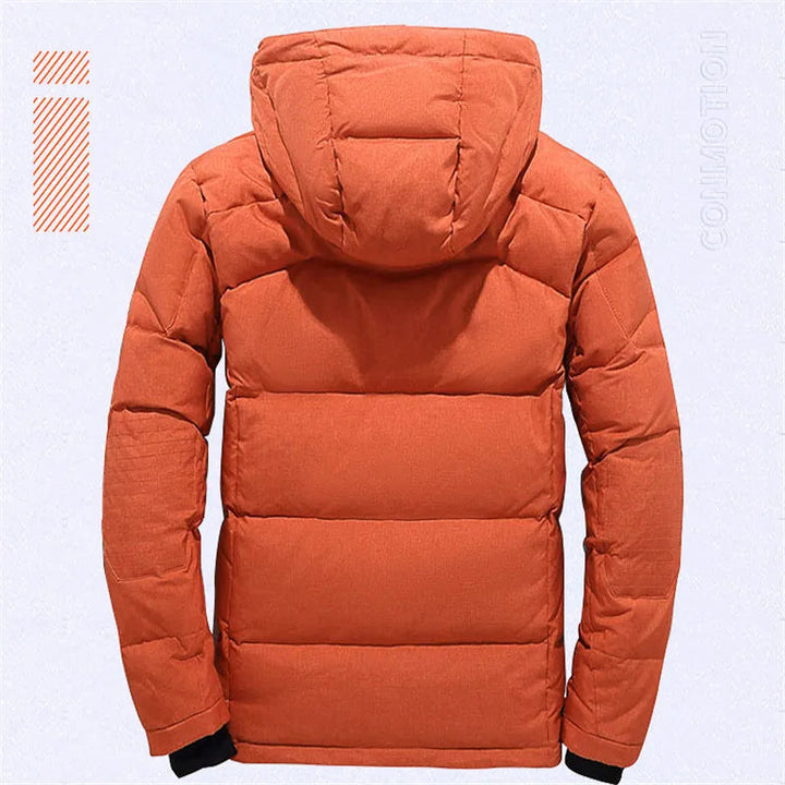 "Eleganter, wasserabweisender Wintermantel für Herren in Blau mit hervorragender Isolierung und zeitlosem Design."