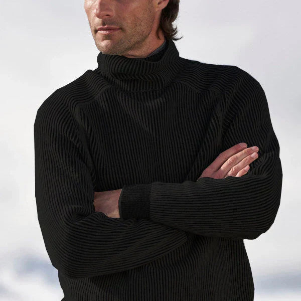Eleganter wasserdichter Herren-Kaschmir-Rollkragenpullover, grau, weich und warm, ideal für Herbst- und Wintertage.
