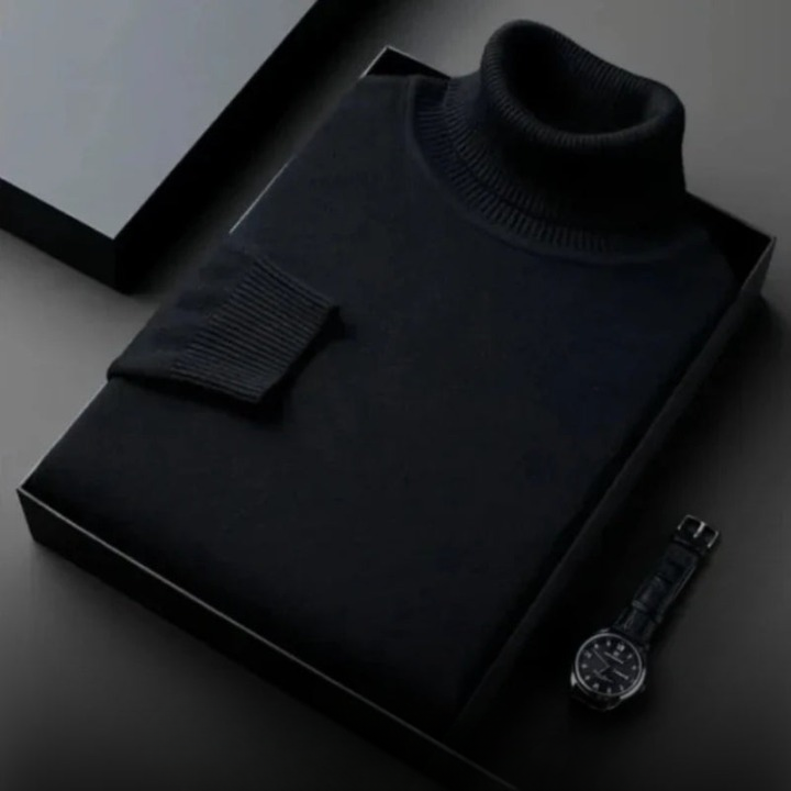 "Eleganter weißer Kaschmir-Rollkragenpullover für Herren, weich und komfortabel, ideal für stilvolle Wärme bei kühlem Wetter.