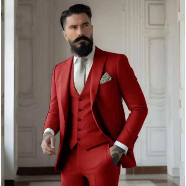 Elegantes 3-teiliges Herren Anzug Set für Hochzeiten; Sakko, Weste und Hose in modernem Schnitt; ideal für feierliche Anlässe