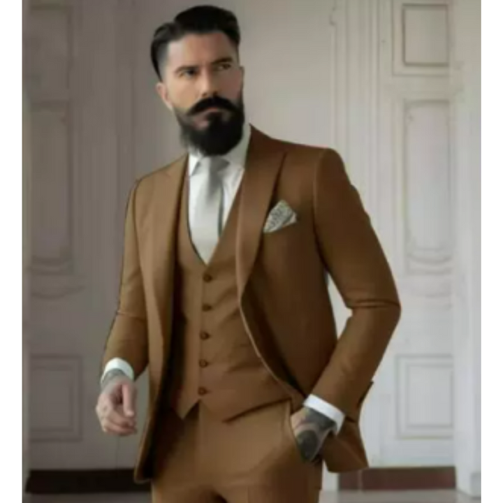 Elegantes 3-teiliges Herren Anzug Set für Hochzeiten; Sakko, Weste und Hose in modernem Schnitt; ideal für feierliche Anlässe