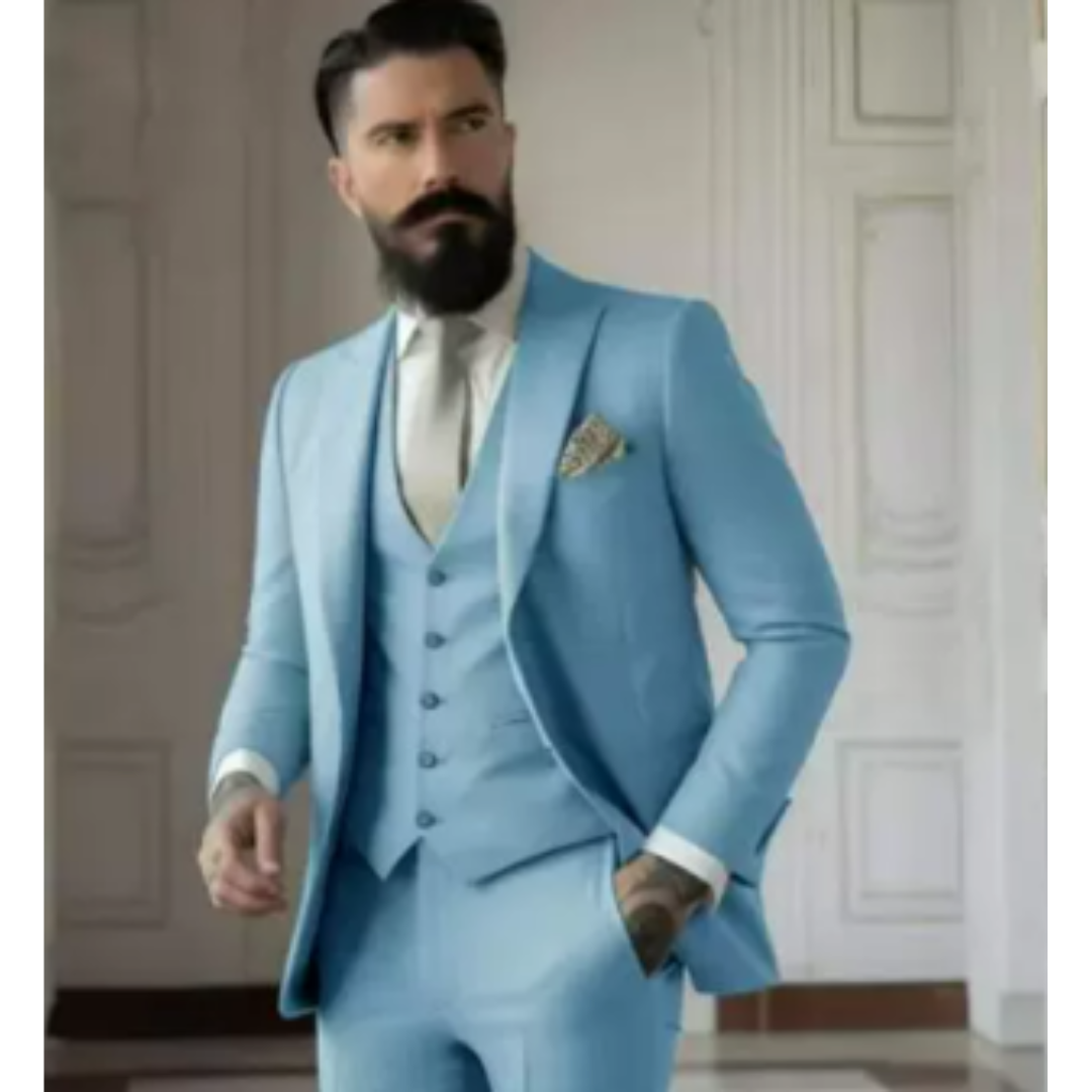 Elegantes 3-teiliges Herren Anzug Set für Hochzeiten; Sakko, Weste und Hose in modernem Schnitt; ideal für feierliche Anlässe