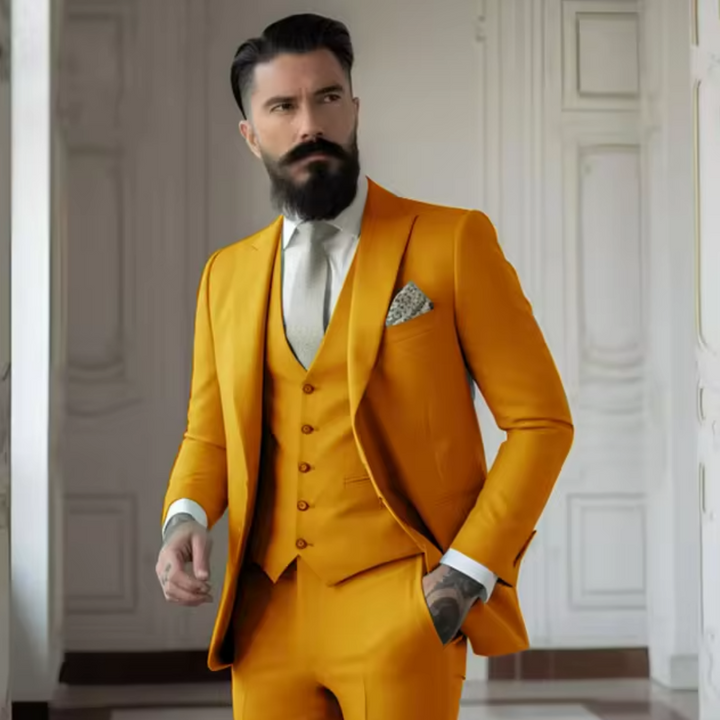 Elegantes 3-teiliges Herren Anzug Set für Hochzeiten; Sakko, Weste und Hose in modernem Schnitt; ideal für feierliche Anlässe