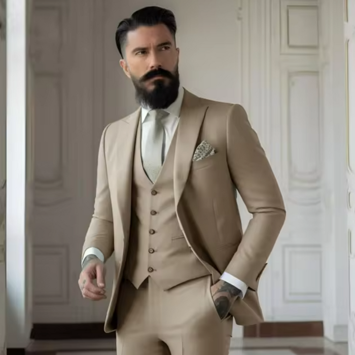 Elegantes 3-teiliges Herren Anzug Set für Hochzeiten; Sakko, Weste und Hose in modernem Schnitt; ideal für feierliche Anlässe