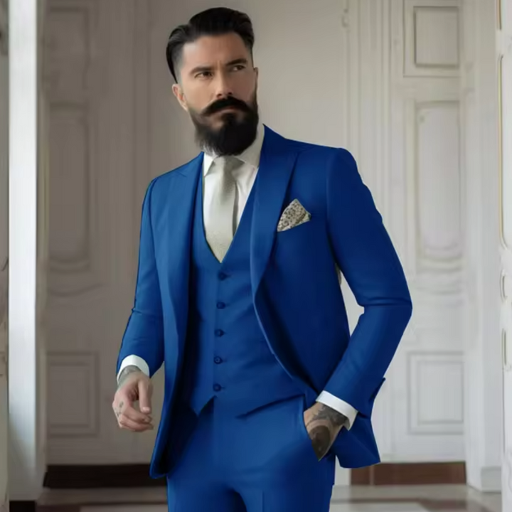 Elegantes 3-teiliges Herren Anzug Set für Hochzeiten; Sakko, Weste und Hose in modernem Schnitt; ideal für feierliche Anlässe