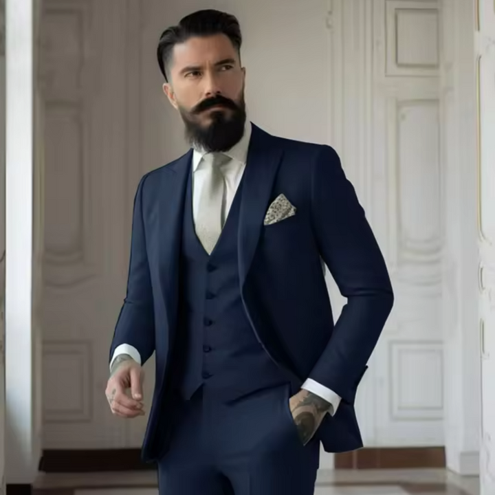 Elegantes 3-teiliges Herren Anzug Set für Hochzeiten; Sakko, Weste und Hose in modernem Schnitt; ideal für feierliche Anlässe