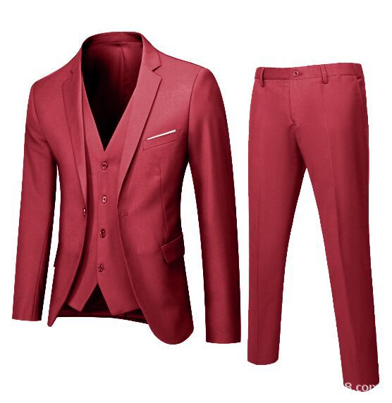 "Elegantes 3-teiliges Herrenanzug-Set aus Wolle, bestehend aus Sakko, Weste und Hose, für modernen und stilvollen Look."