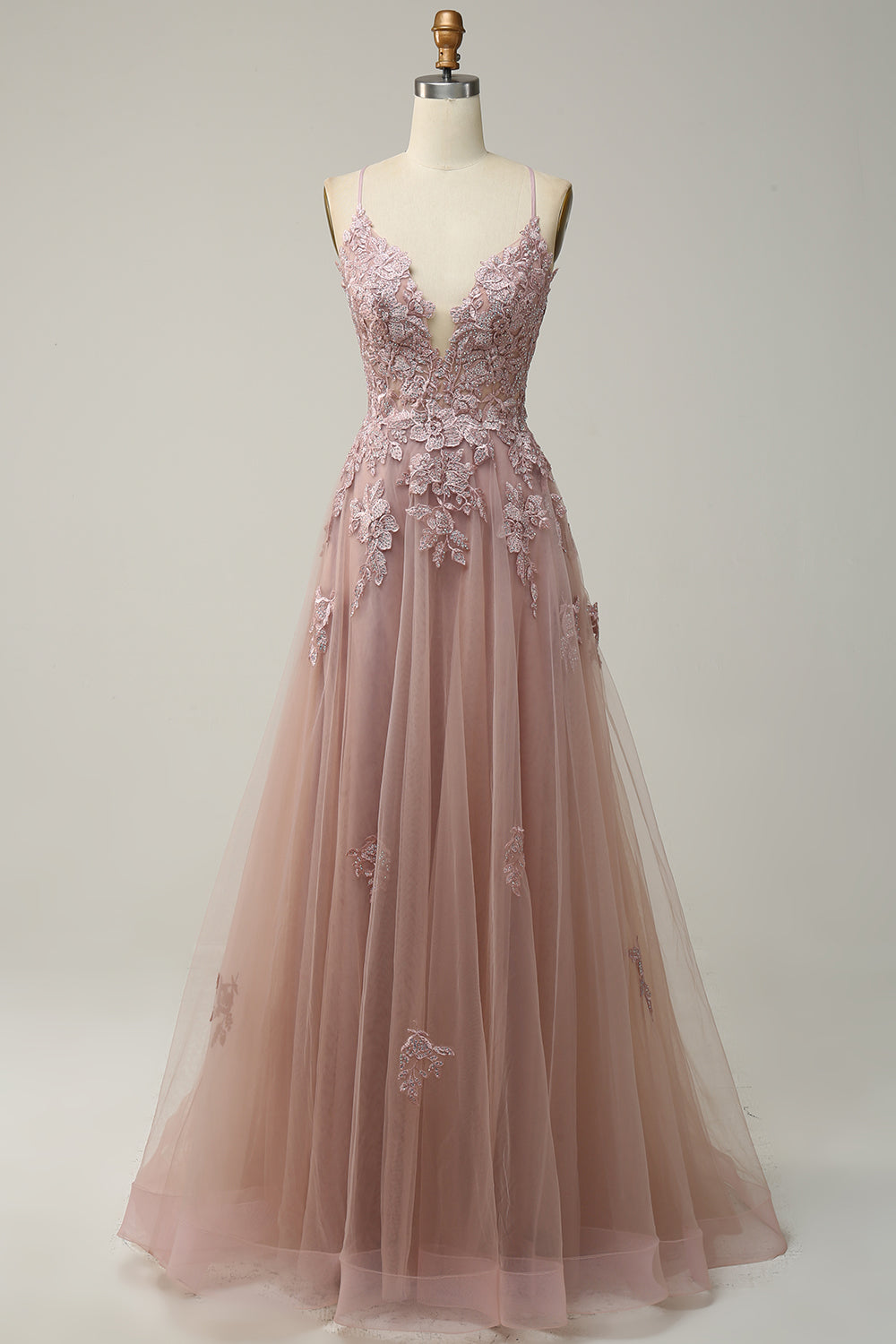 Elegantes A-Linien-Ballkleid mit Spaghettiträgern in Dunkelgrün, perfekte Wahl für festliche Anlässe und Hochzeiten.