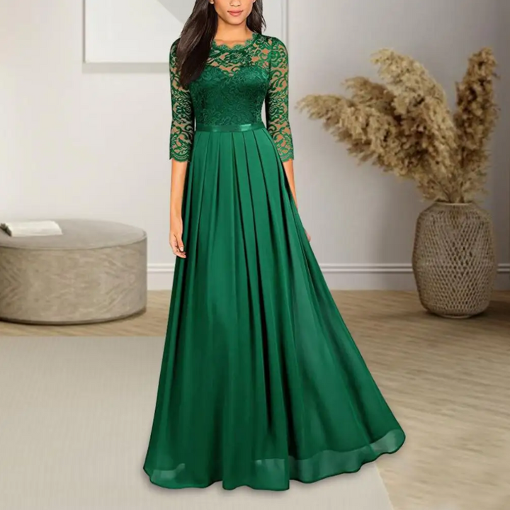 Elegantes Abendkleid Rubinrot, lang, mit raffinierten Details, ideal für Zeremonien und besondere Anlässe.