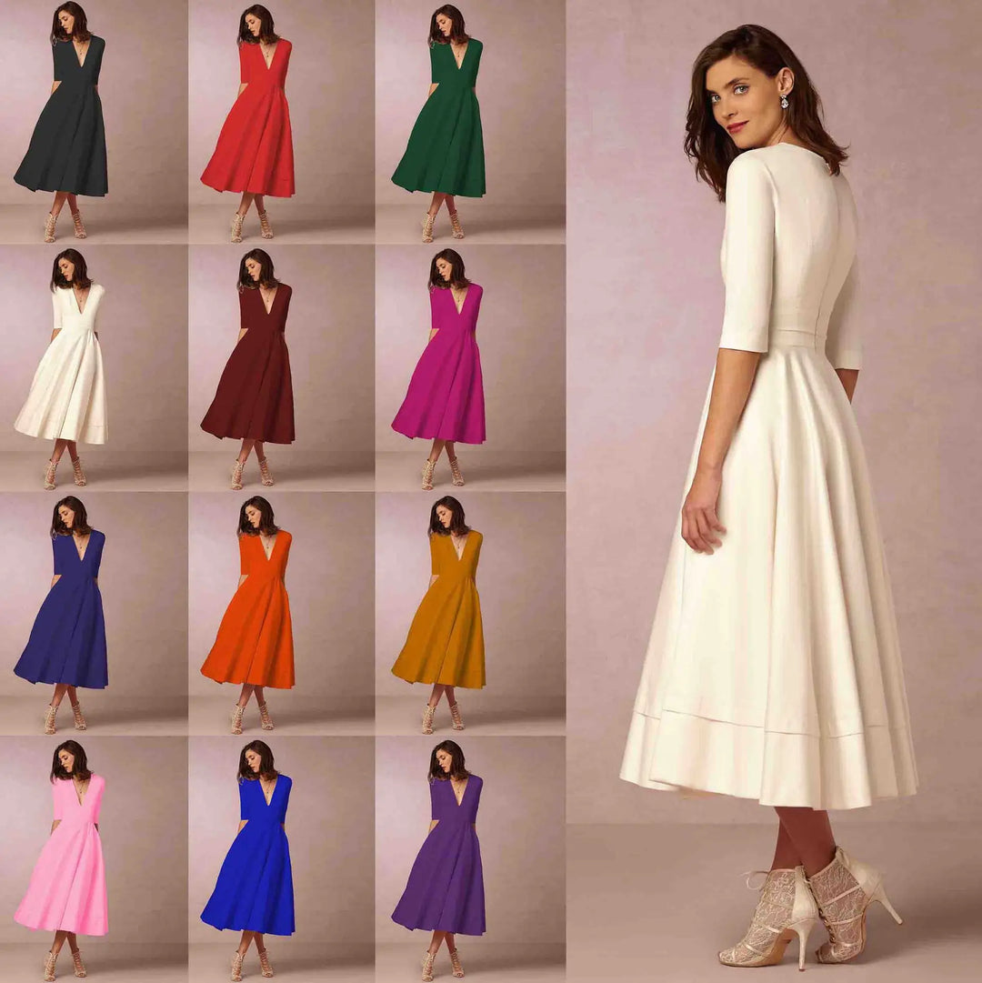 Elegantes ärmelloses Prinzessinnenkleid für Damen in verschiedenen Farben mit klassischer Silhouette, perfekt für Anlässe.