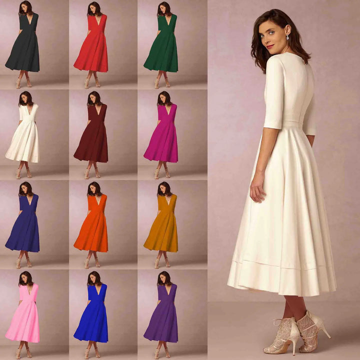Elegantes ärmelloses Prinzessinnenkleid für Damen in verschiedenen Farben mit klassischer Silhouette, perfekt für Anlässe.