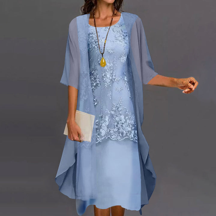 Elegantes Chiffonkleid für Damen, luxuriös und vielseitig, knielang, schmeichelnde Silhouette, ideal für formelle Anlässe.