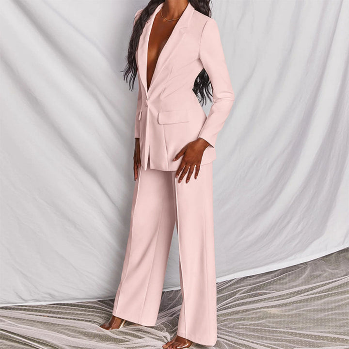 Elegantes Damen Blazers und Hosen-Set in Gelb, hochwertige Baumwollmischung, stilvolle Details, edler Schnitt, bequeme Passfo