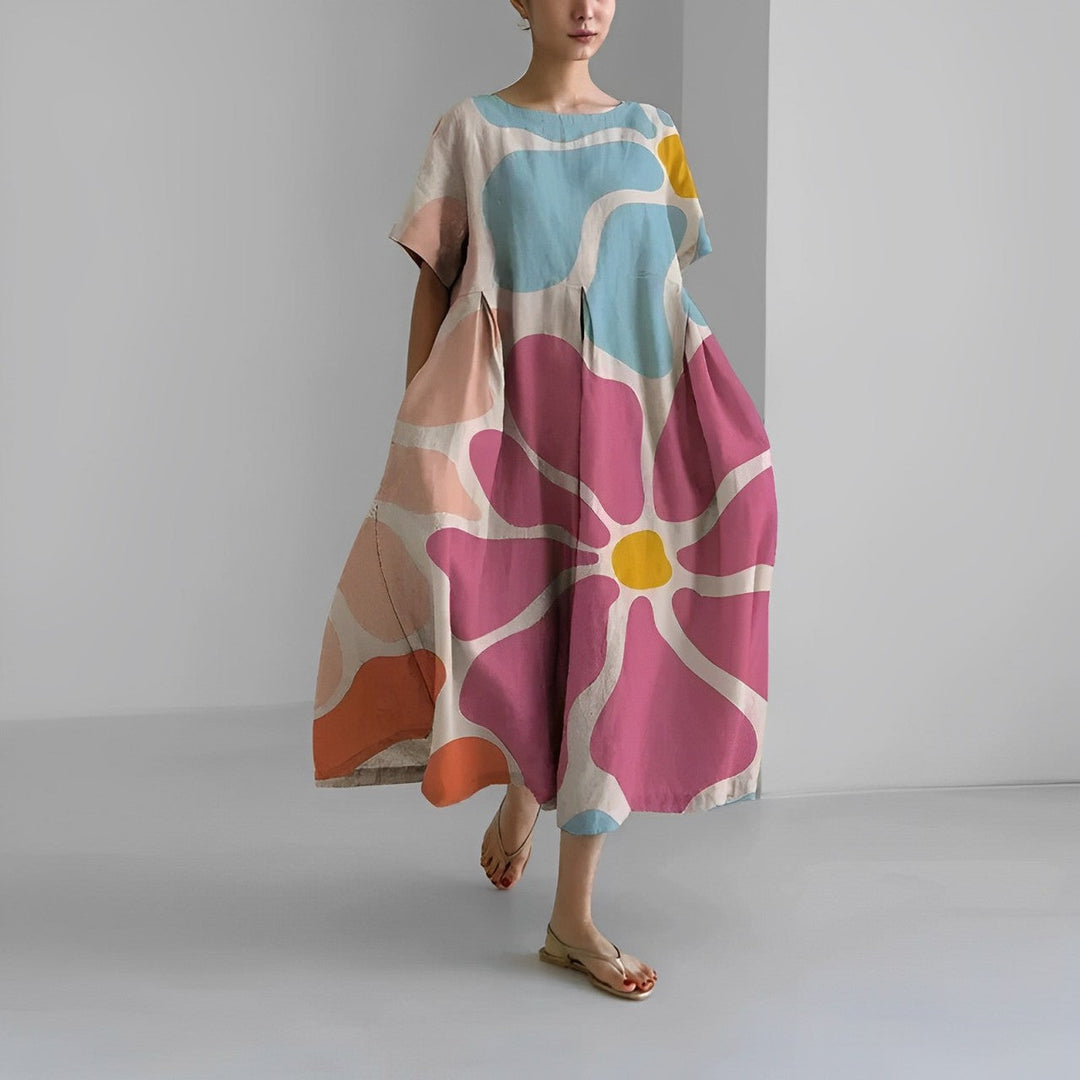 Elegantes Damen Blumenkleid mit floralen Mustern, perfekte Wahl für Sommer, kombiniert Komfort mit stilvoller Passform.