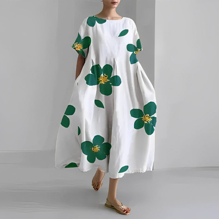 Elegantes Damen Blumenkleid mit floralen Mustern, perfekte Wahl für Sommer, kombiniert Komfort mit stilvoller Passform.