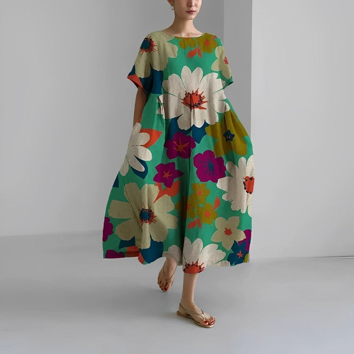 Elegantes Damen Blumenkleid mit floralen Mustern, perfekte Wahl für Sommer, kombiniert Komfort mit stilvoller Passform.