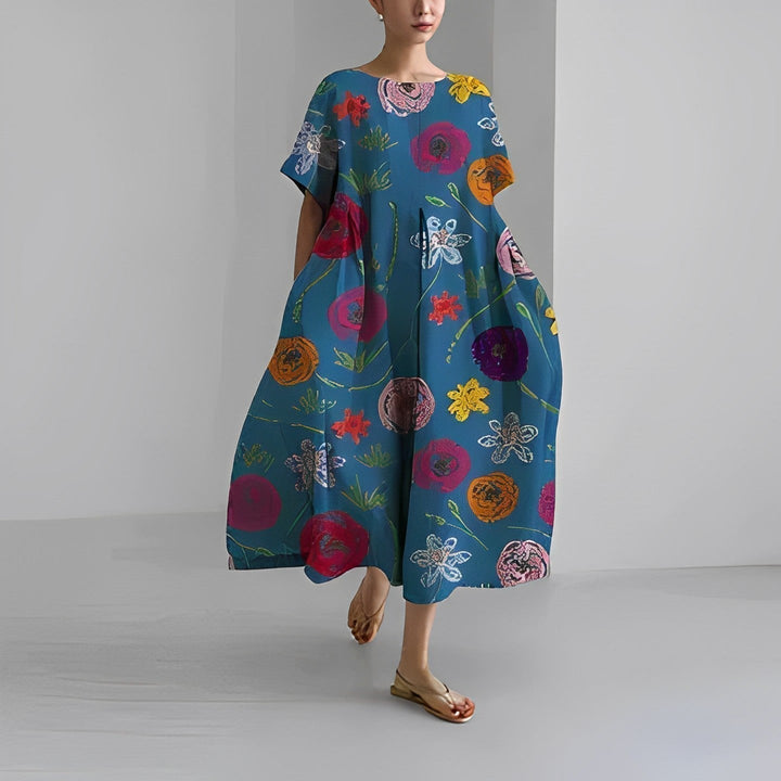Elegantes Damen Blumenkleid mit floralen Mustern, perfekte Wahl für Sommer, kombiniert Komfort mit stilvoller Passform.