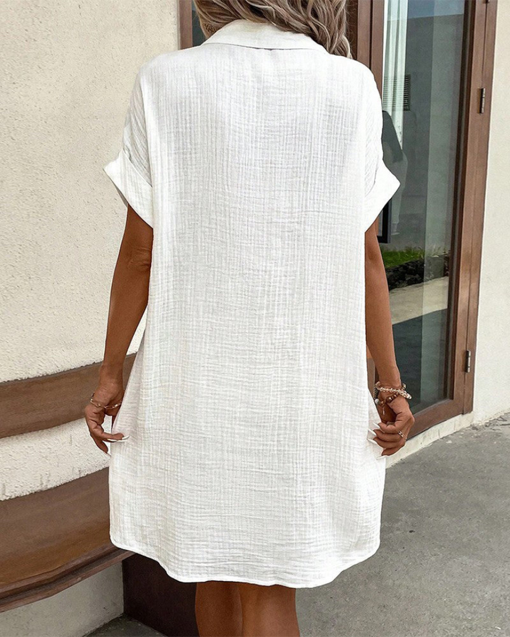 Elegantes Damen-Hemdkleid: Leichtes, atmungsaktives Material, vielseitig tragbar, perfekter Sitz, ideal für Büro & Freizeit.