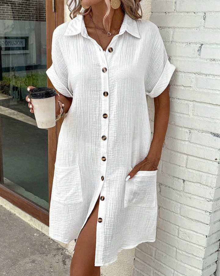 Elegantes Damen-Hemdkleid: Leichtes, atmungsaktives Material, vielseitig tragbar, perfekter Sitz, ideal für Büro & Freizeit.