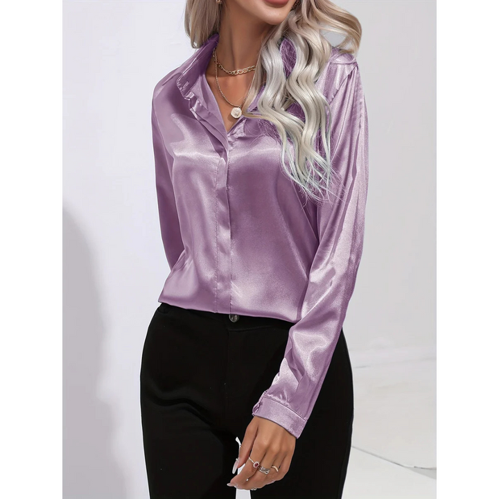Elegantes Damen Langarm-Button-Down-Hemd, knopf, vielseitig tragbar, klassische Eleganz, ideal für Arbeit und Freizeit.