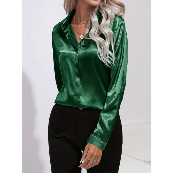 Elegantes Damen Langarm-Button-Down-Hemd, knopf, vielseitig tragbar, klassische Eleganz, ideal für Arbeit und Freizeit.