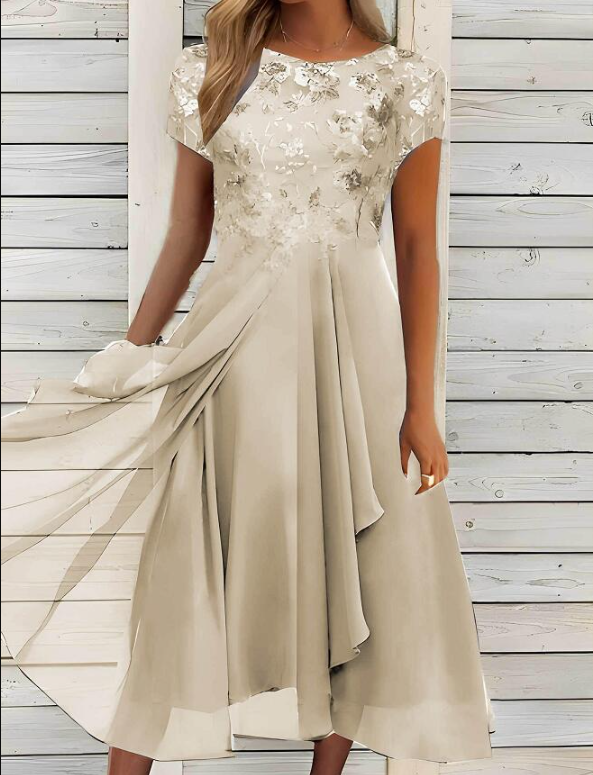 Elegantes Damen-Sommerkleid ohne Ärmel, luftig und stilvoll, ideal für Gartenpartys, aus hochwertigem Stoff.