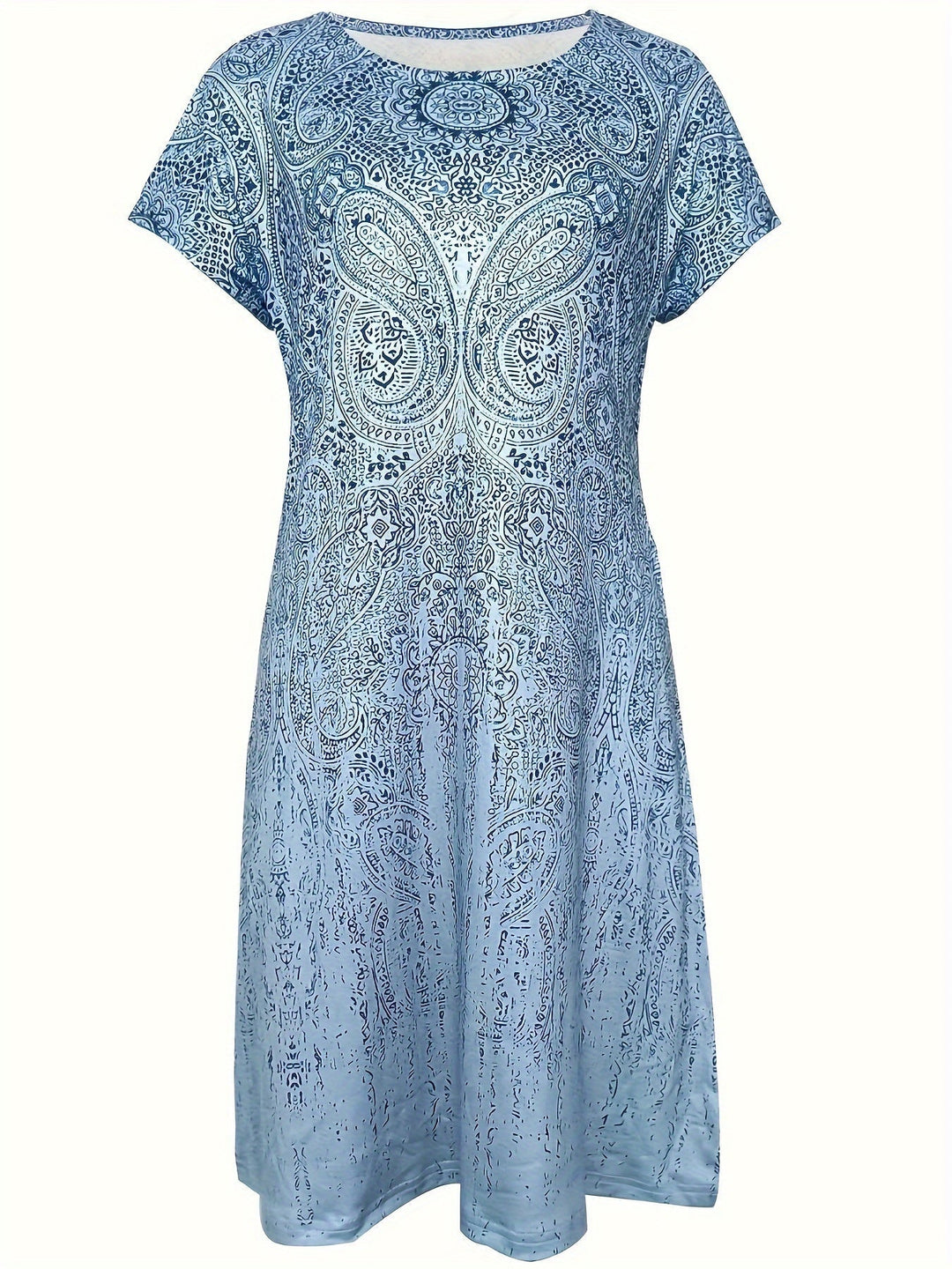 Elegantes Damen-Sommerkleid, Rundhalsausschnitt, kurze Ärmel, Mini, ideal für sonnige Tage, stilvoll und luftig.