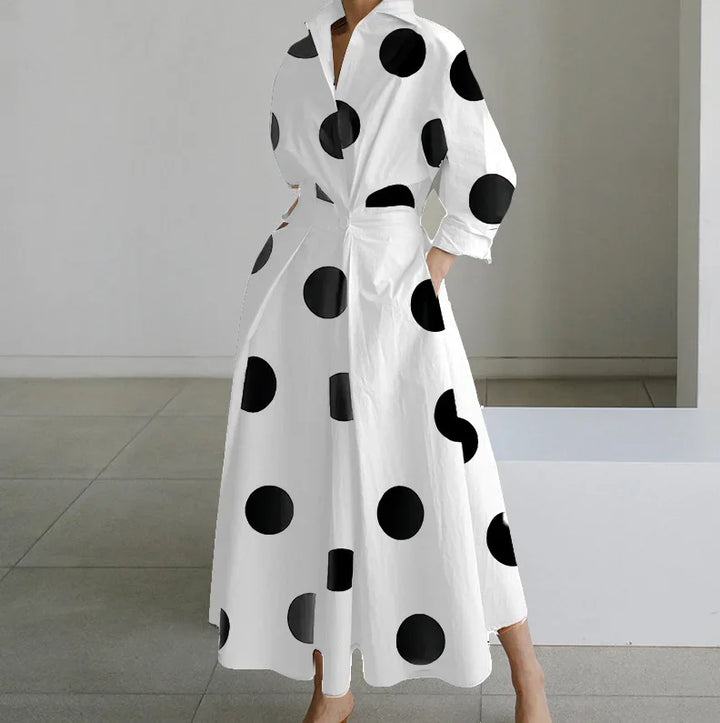 "Elegantes Damen Sommerkleid, V-Ausschnitt, Midi-Länge in fließendem Stoff, ideal für Cocktailpartys und formelle Anlässe"