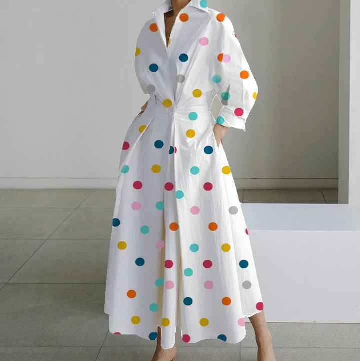 "Elegantes Damen Sommerkleid, V-Ausschnitt, Midi-Länge in fließendem Stoff, ideal für Cocktailpartys und formelle Anlässe"