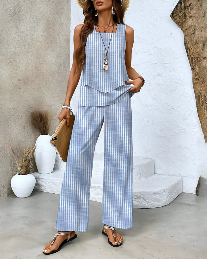 "Elegantes Damen Zweiteiler Set hellblau, sanfter Stoff, perfekte Passform, vielseitig, moderne Details, stilvoll und komfort